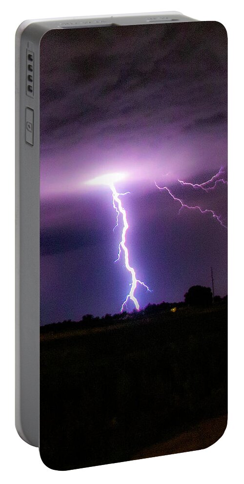 Nebraskasc Portable Battery Charger featuring the photograph Cloud to Ground Lightning 026 by Dale Kaminski