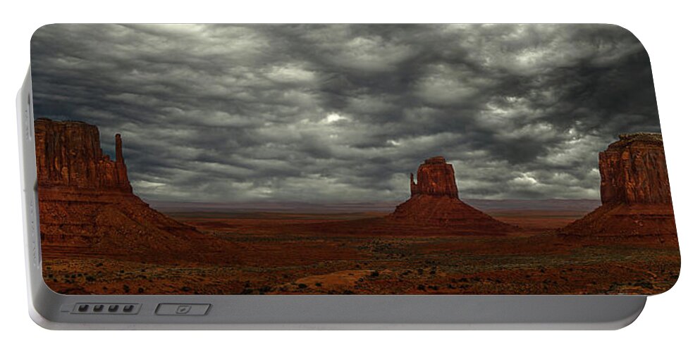 Landscape Portable Battery Charger featuring the photograph Clouds in Monument Valley by Jon Glaser
