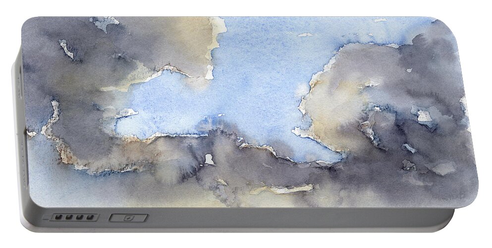 Watercolor Portable Battery Charger featuring the painting Clouds over the sea 3 by Adriana Mueller