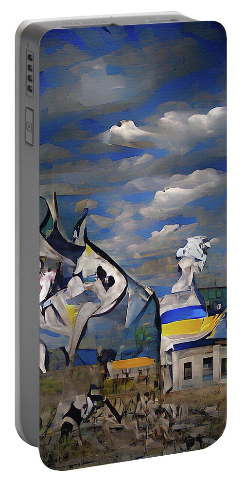 Richard Reeve Portable Battery Charger featuring the digital art Clouds over Ukraine by Richard Reeve
