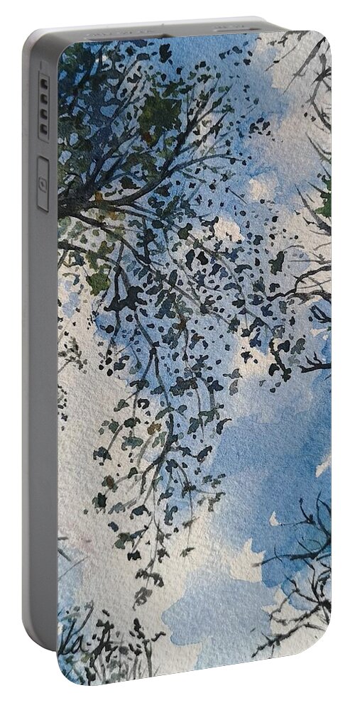 Cloudscape Portable Battery Charger featuring the painting Clouds by Sheila Romard