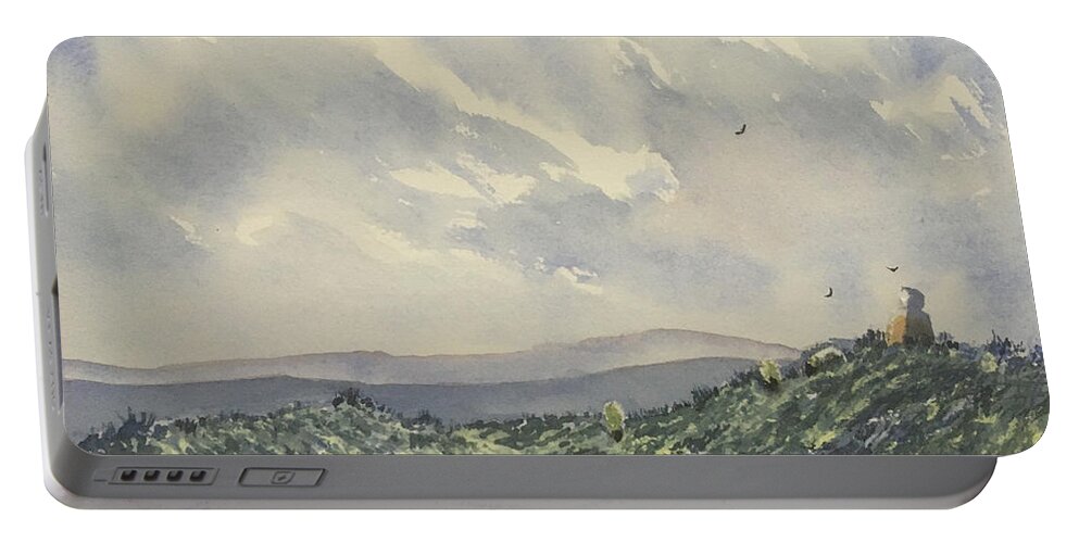 Watercolour Portable Battery Charger featuring the painting Cloudy Skies over Fat Betty by Glenn Marshall