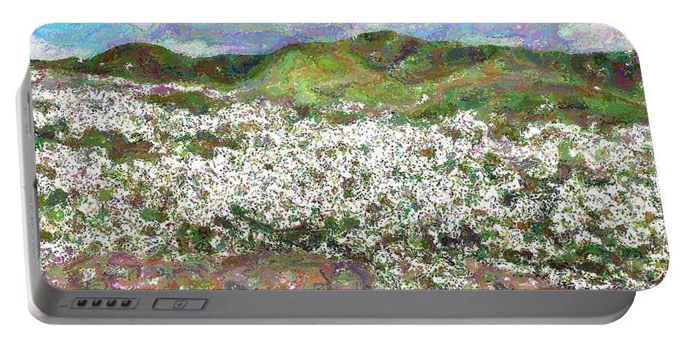 Clouds Portable Battery Charger featuring the photograph Cloudy Sky and Wildflowers by Katherine Erickson