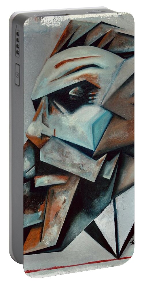 Karl Marx Portable Battery Charger featuring the painting Coadunation / Marx by Martel Chapman