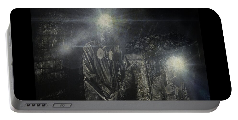 Coal Portable Battery Charger featuring the digital art Coal Miners by Mark Allen