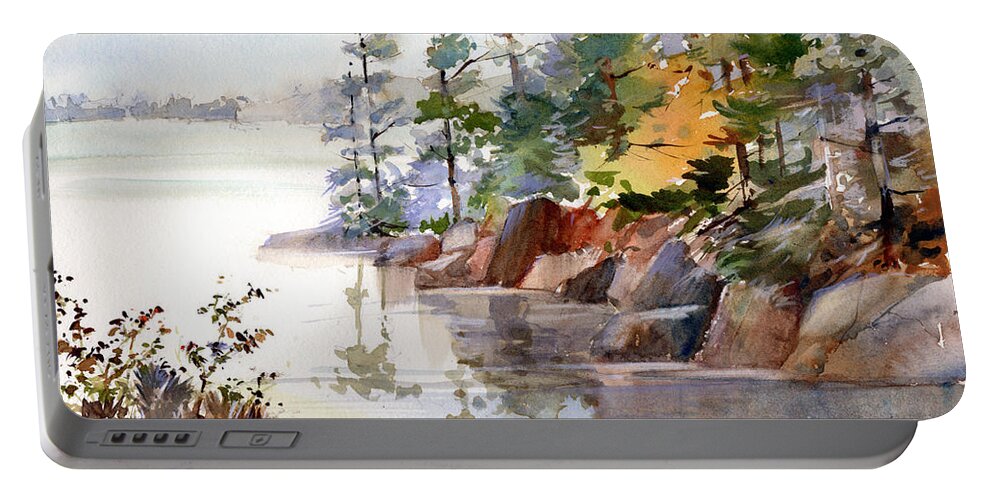 Haze Portable Battery Charger featuring the painting Coastal Maine by P Anthony Visco
