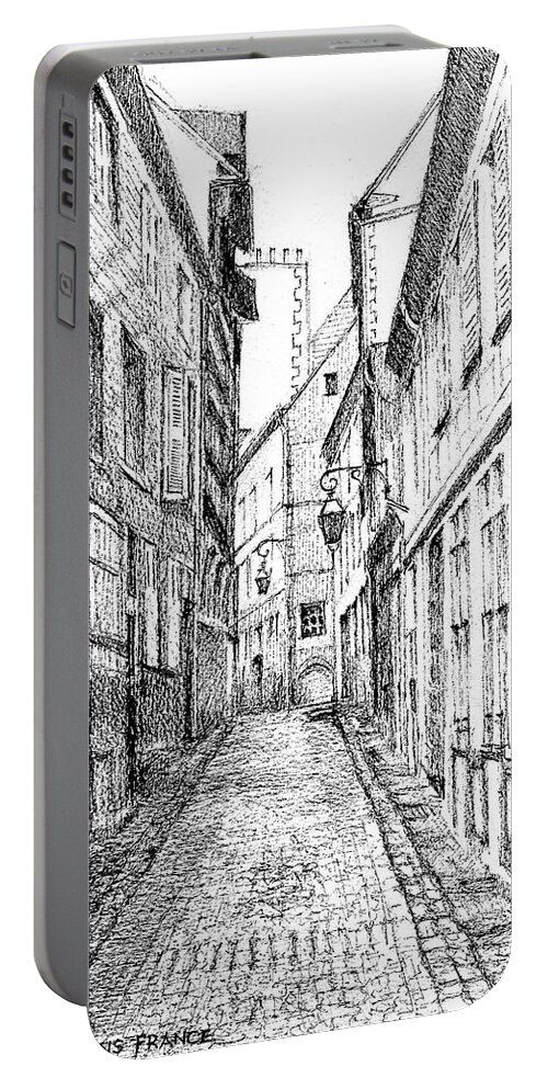 Alley Portable Battery Charger featuring the painting Cobbled Alley in Moulins France by Dai Wynn