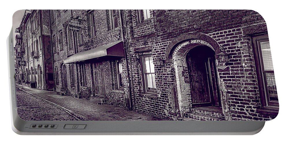 Cobblestone Streets Portable Battery Charger featuring the photograph Cobblestone streets of Savannah by Shelia Hunt