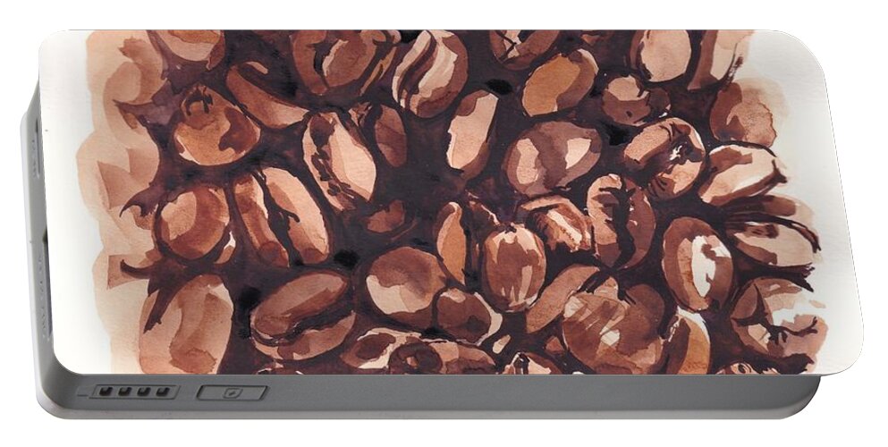 Coffee Portable Battery Charger featuring the painting Cofee Beans by George Cret