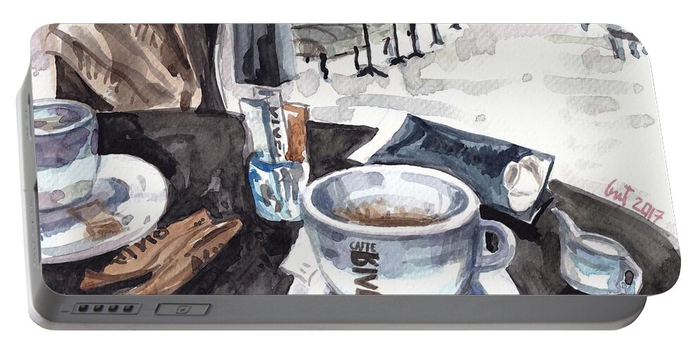 Coffee Portable Battery Charger featuring the painting Coffee Break by George Cret