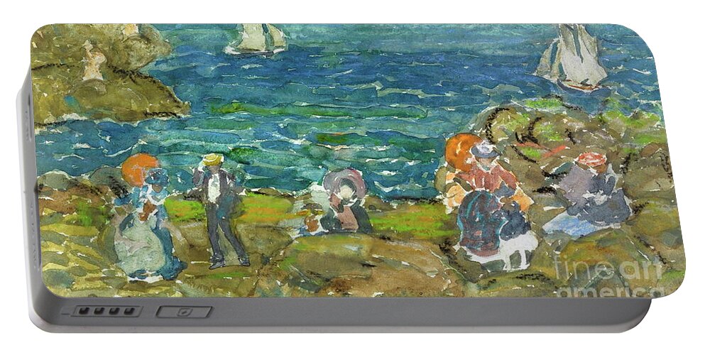 Cohasset Beach Portable Battery Charger featuring the painting Cohasset Beach by Maurice Prendergast