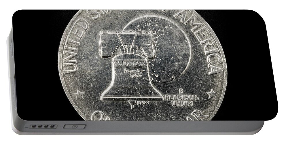 Antique Portable Battery Charger featuring the photograph Coin Collecting - 1776-1976 Ike Eisenhower Dollar Liberty Bell Side by Amelia Pearn
