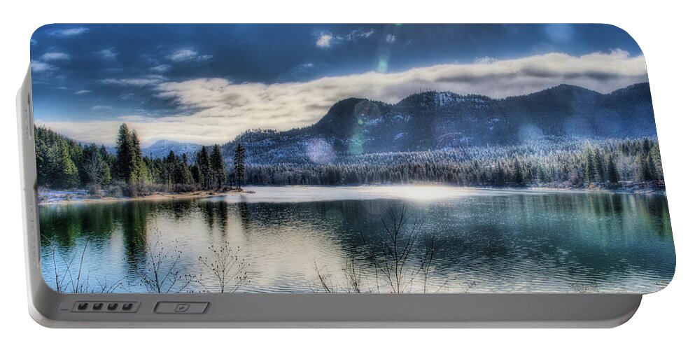 River Portable Battery Charger featuring the photograph Cold Day on the Pend Oreille by Dan Eskelson