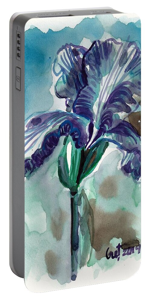 Iris Portable Battery Charger featuring the painting Cold Iris by George Cret