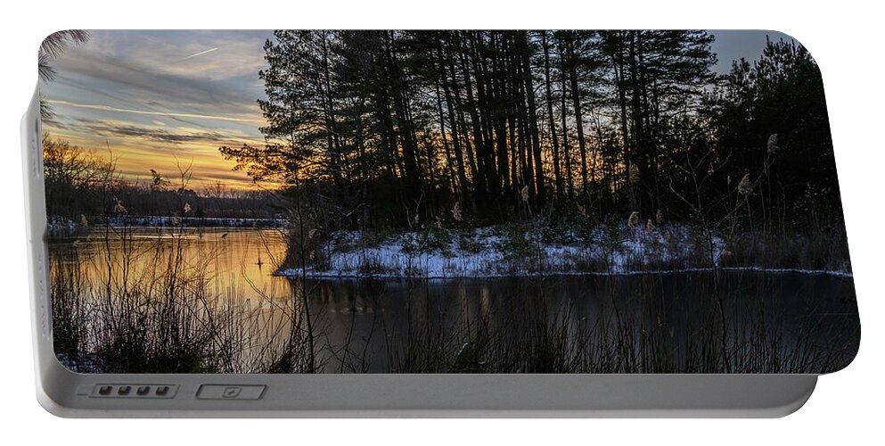 Sunset Portable Battery Charger featuring the photograph Cold Sunset by Grant Twiss