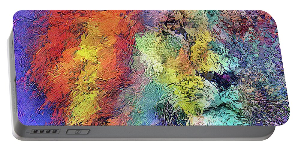 Lion Portable Battery Charger featuring the digital art Colorful Fragmented Lion Abstract by Shelli Fitzpatrick