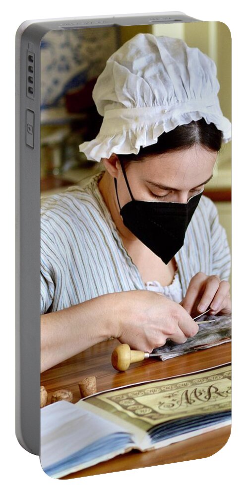 Colonial Engraving Portable Battery Charger featuring the photograph Colonial Engraving by Warren Thompson