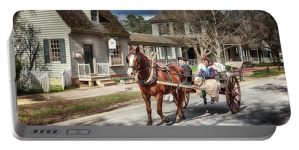 Virginia Portable Battery Charger featuring the photograph Colonial Williamsburg - Market Day by Susan Rissi Tregoning