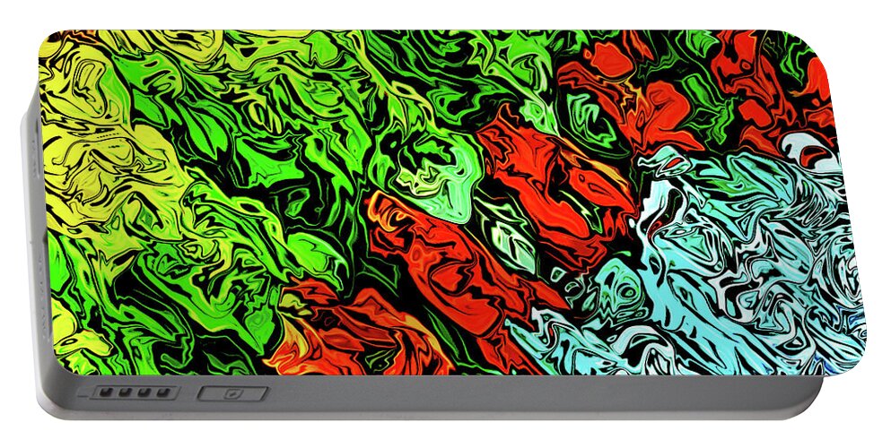 Macro Portable Battery Charger featuring the digital art Color and Chaos by Phil Perkins