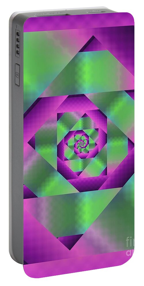 Spiral Portable Battery Charger featuring the digital art Color Bender Spiral by Rachel Hannah