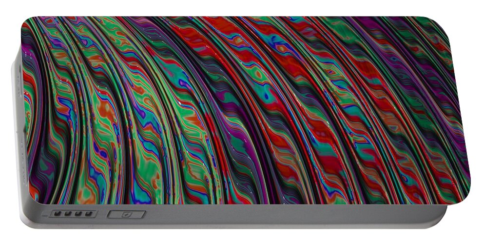 Marbled Portable Battery Charger featuring the digital art Color Curves by Bonnie Bruno