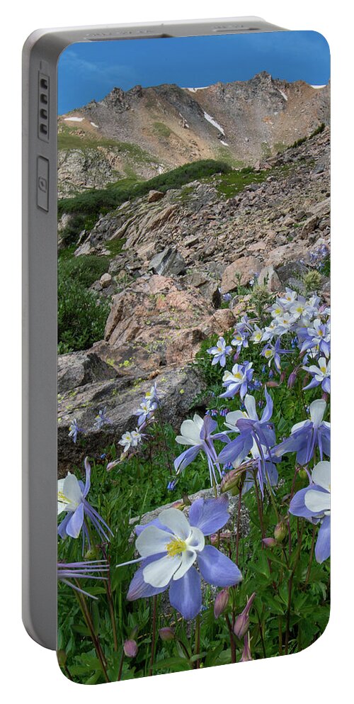Colorado Portable Battery Charger featuring the photograph Colorado Columbine in the Alpine by Cascade Colors