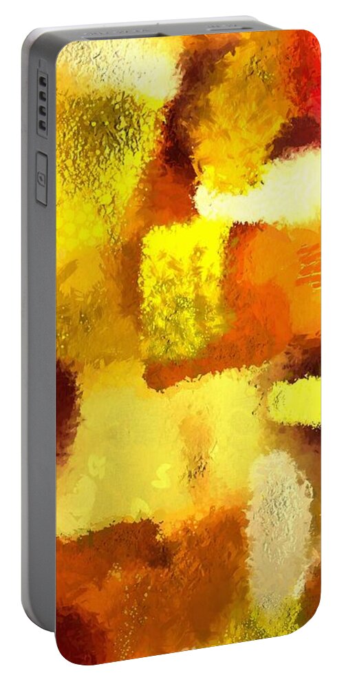 Gold Portable Battery Charger featuring the painting Colorful abstract gold art colors 2 by Stefano Senise