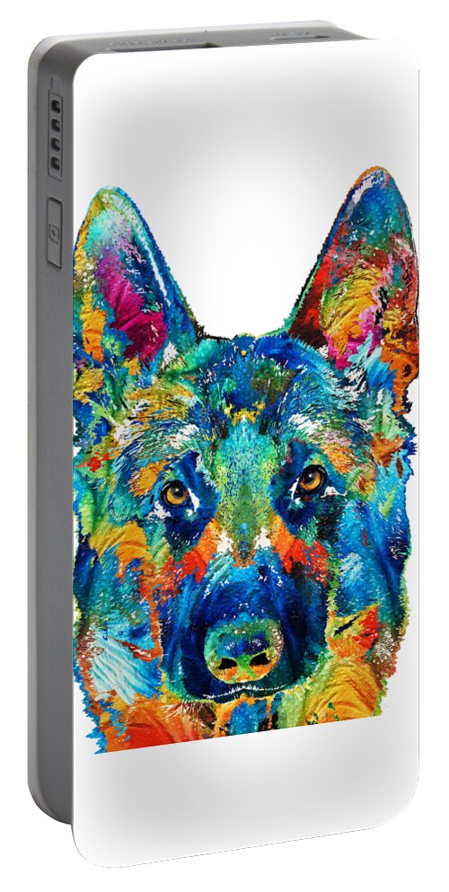 German Shepherd Portable Battery Charger featuring the painting Colorful German Shepherd Dog Art By Sharon Cummings by Sharon Cummings