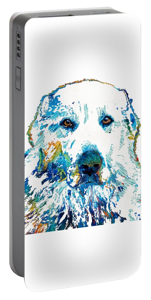 Great Portable Battery Charger featuring the painting Colorful Great Pyrenees Dog Art - Sharon Cummings by Sharon Cummings