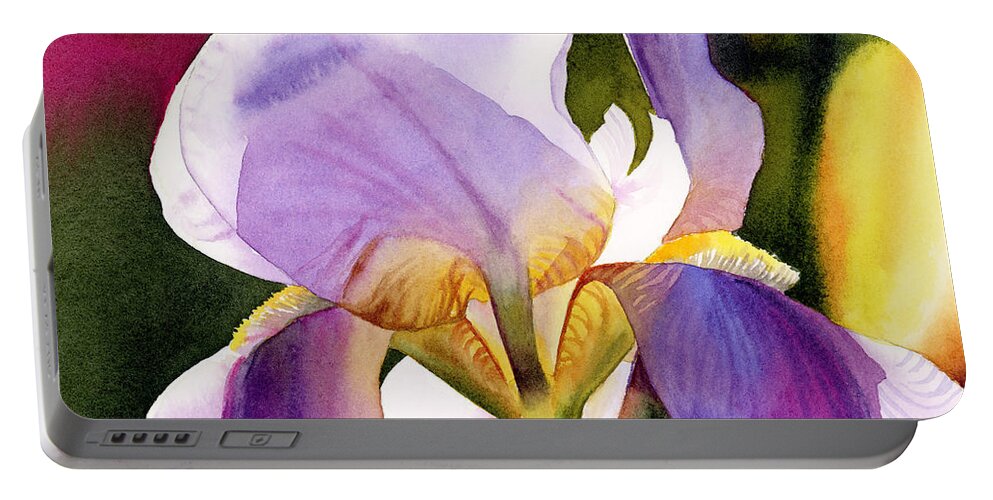 Iris Portable Battery Charger featuring the painting Colorful Iris by Espero Art