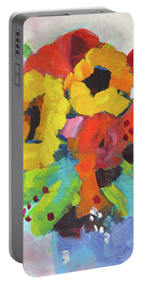 Colorful Blooms Portable Battery Charger featuring the painting Colorful by Nancy Merkle