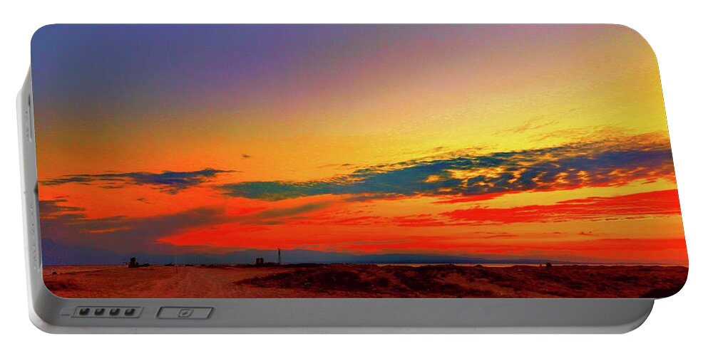 Colorful Sunset Over The Beach Portable Battery Charger featuring the photograph Colorful Sunset Over The Beach by Leonida Arte