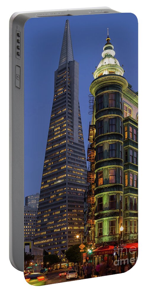 San Francisco Portable Battery Charger featuring the photograph Columbus and Transamerica Buildings by Jerry Fornarotto