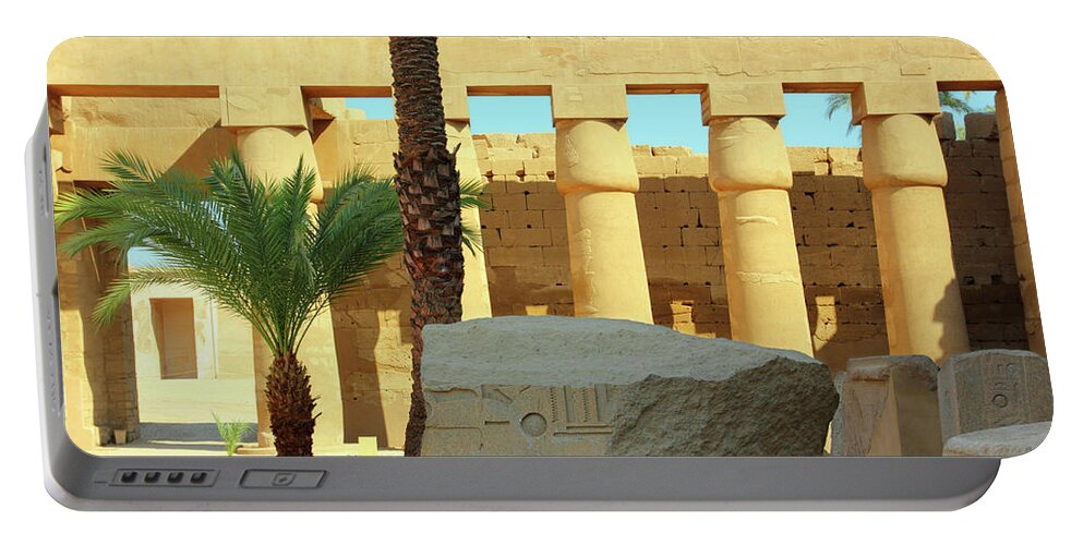 Egypt Portable Battery Charger featuring the photograph Columns In Egypt Karnak Temple by Mikhail Kokhanchikov