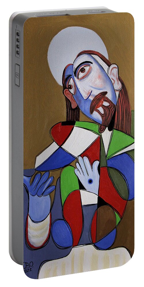 Jesus Portable Battery Charger featuring the painting Come With Me I gave You My Word by Anthony Falbo