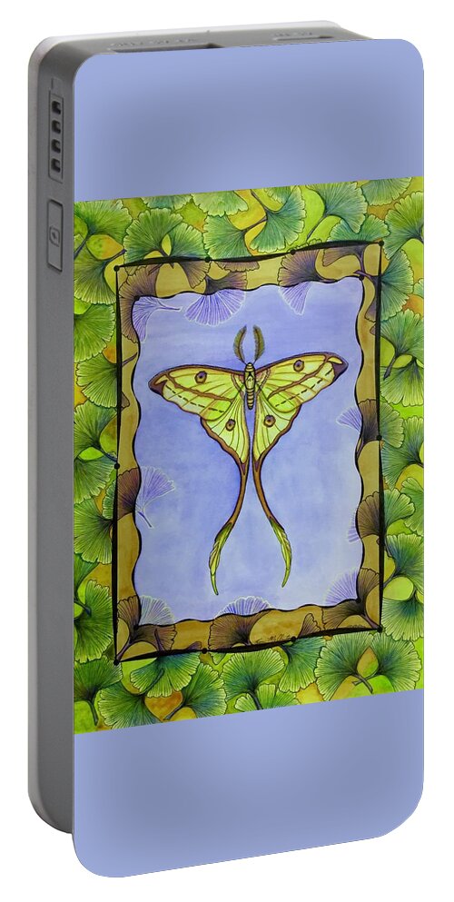 Kim Mcclinton Portable Battery Charger featuring the painting Comet Moth by Kim McClinton