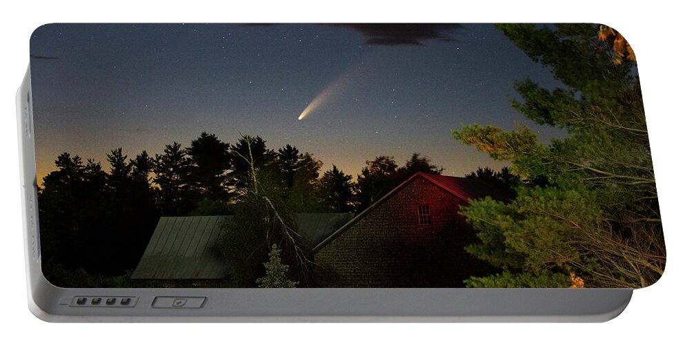 Comet Portable Battery Charger featuring the photograph Comet NEOWISE over Barn by John Meader