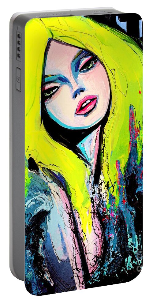 Female Figure Portable Battery Charger featuring the painting Comfortably Numb by Aja Trier