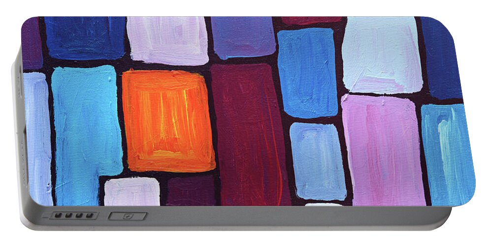 Abstract Portable Battery Charger featuring the painting Composition by Maria Meester