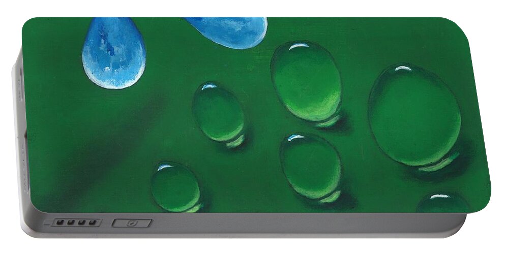 Raindrops Portable Battery Charger featuring the painting Condensation by Esoteric Gardens KN