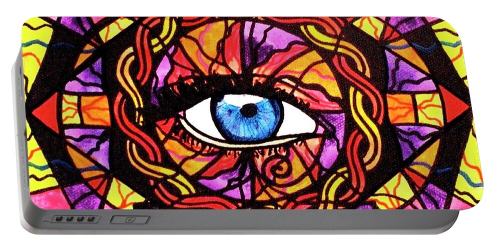 Abstract Portable Battery Charger featuring the painting Confident Self Expression by Teal Eye Print Store