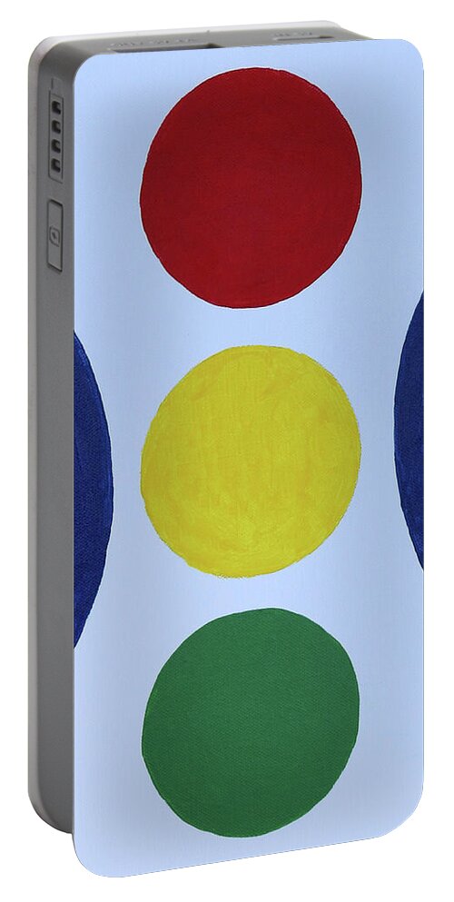 Covid Portable Battery Charger featuring the painting Conflict in the Time of Covid Stop Go Wait by Deborah Boyd