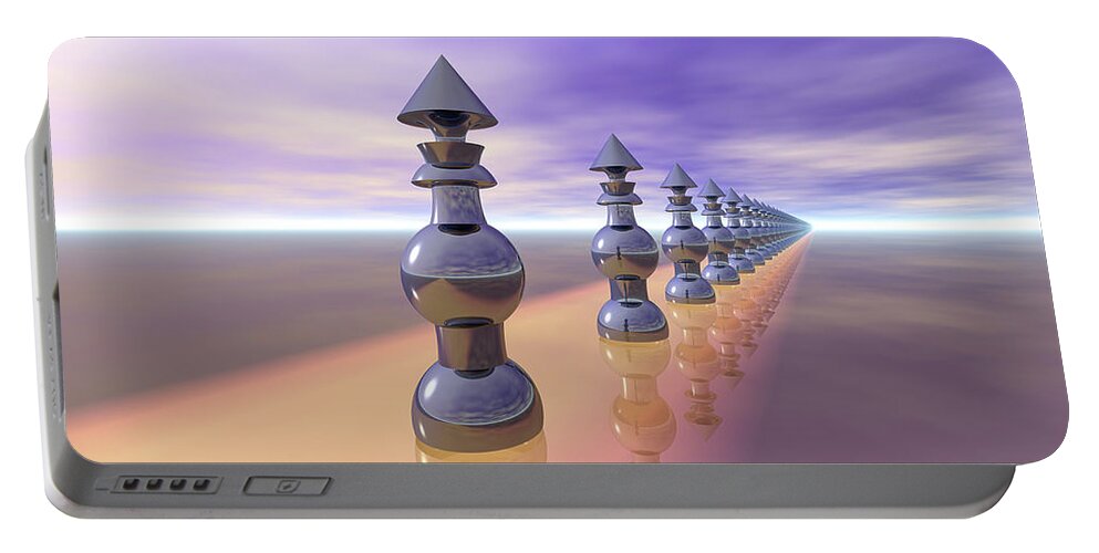 Cones Portable Battery Charger featuring the digital art Conical Geometric Progression by Phil Perkins