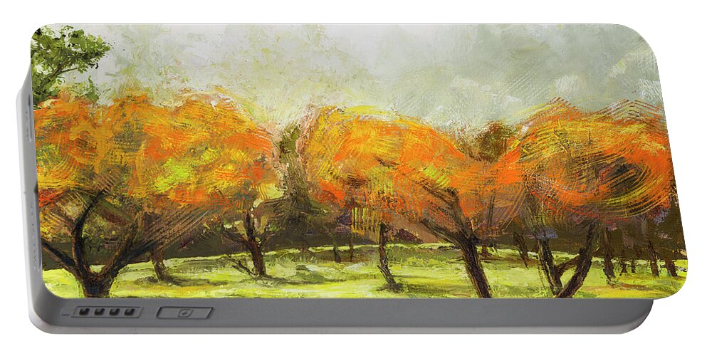 Orchard Portable Battery Charger featuring the painting Contemporary Orchard by Hone Williams