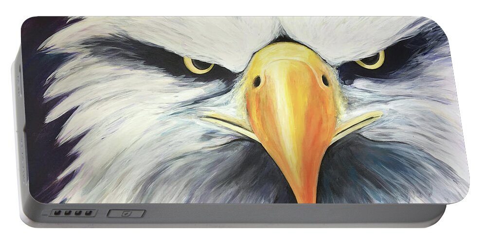 Eagle Portable Battery Charger featuring the painting Conviction by Pamela Schwartz