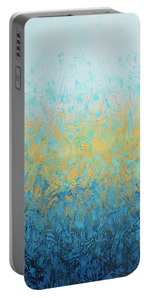 Textured Portable Battery Charger featuring the painting Cool Cool Summer 2 by Linda Bailey
