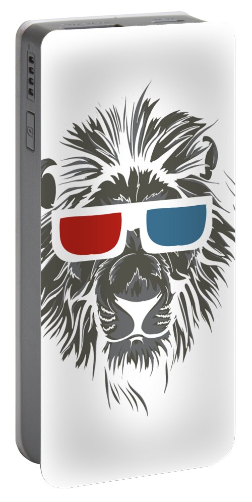 Lion Portable Battery Charger featuring the digital art Cool Lion in 3D Glasses by Jacob Zelazny