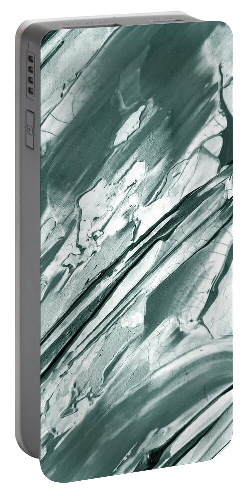 Soft Gray Portable Battery Charger featuring the painting Cool Soft Gray Lines Abstract Textured Decorative Art III by Irina Sztukowski