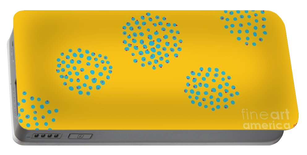 Yellow Art Portable Battery Charger featuring the digital art Yellow Sunset Flowers by Reina Resto