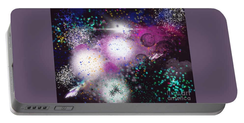 Primitive Impressionistic Expressionism Portable Battery Charger featuring the digital art Cosmic Explosions by Zotshee Zotshee